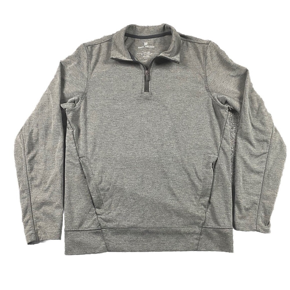 Mack Weldon 1/4 Zip Pullover Sweater Shirt Size M Gray Front Pockets Long Sleeve